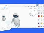 Tinkercad 3D design screen with a robot model
